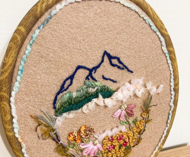 台湾 山の太陽と手作り刺繍アート吊り下げ絵刺繍絵画 YUN journey - Pinkoi
