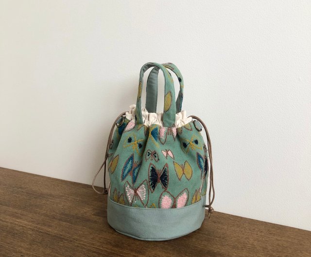 受注製作 巾着バッグ ミナペルホネン sky flower ハンドメイド kanonn