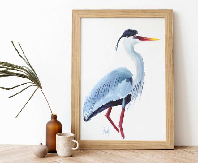 送料無料 10%OFF】ロシア アオサギ絵画鳥オリジナル壁アート女性のため