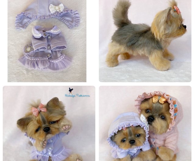 ロシア ヨークシャー テリアの子犬、リアルなおもちゃ