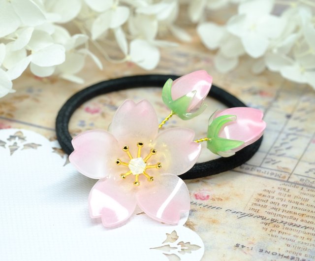 桜蕾ヘアゴム -ピンク-【自分だけの春を待つ】 蝶蔵閣 -手作り