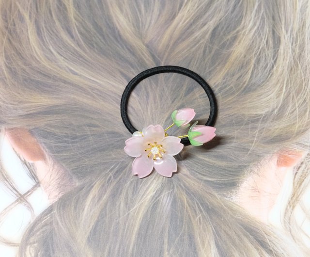 桜蕾ヘアゴム -ピンク-【自分だけの春を待つ】 蝶蔵閣 -手作り