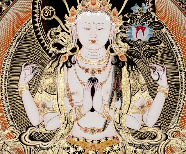 送料無料 50%OFF】ネパール チベット仏教の観音菩薩タンカ絵画 Boudha