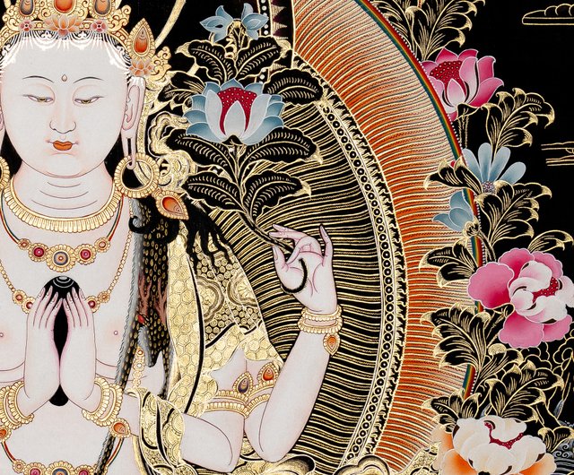 送料無料 50%OFF】ネパール チベット仏教の観音菩薩タンカ絵画 Boudha