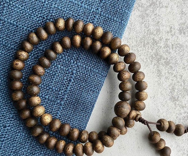 送料無料】台湾 【随形虫漏款】天然大王奇楠沈香二連ブレスレット