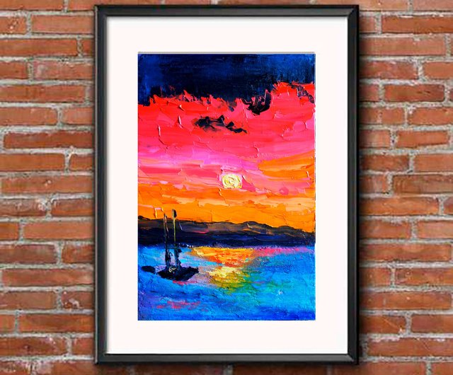 ロシア 抽象サンセット絵画油絵オリジナルアートアートワーク