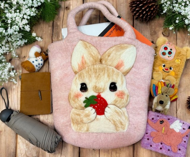 送料無料】台湾 羊毛フェルトのハンドバッグ 文系女子のための個性派