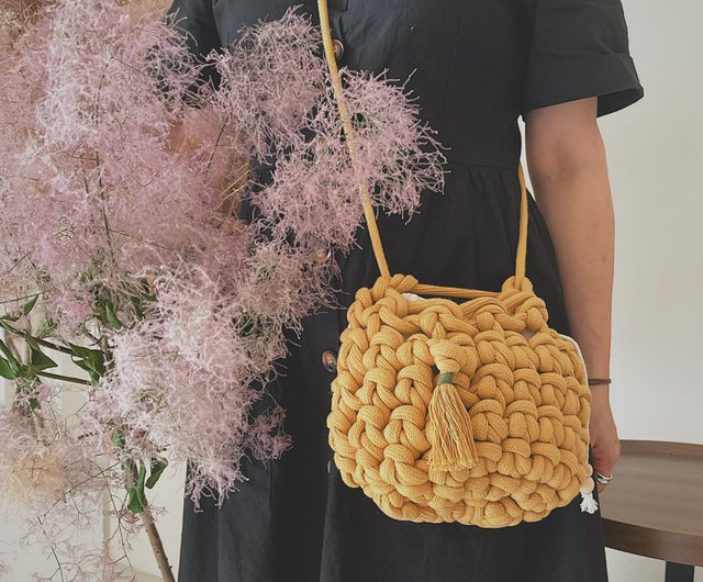 送料無料】台湾 指編みバッグ ハンドメイド 2wayストラップ nani-home