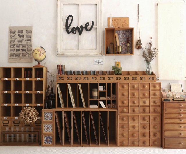 幼稚園キノコ引き出し木製収納キャビネットレトロザッカデスクトップ