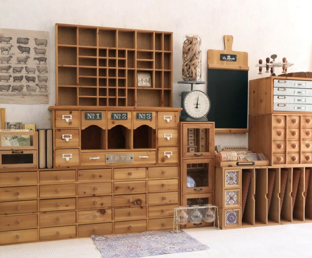 幼稚園キノコ引き出し木製収納キャビネットレトロザッカデスクトップ