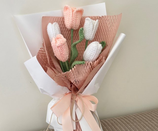 台湾 【フラワーアートについて│ニットチューリップブーケ