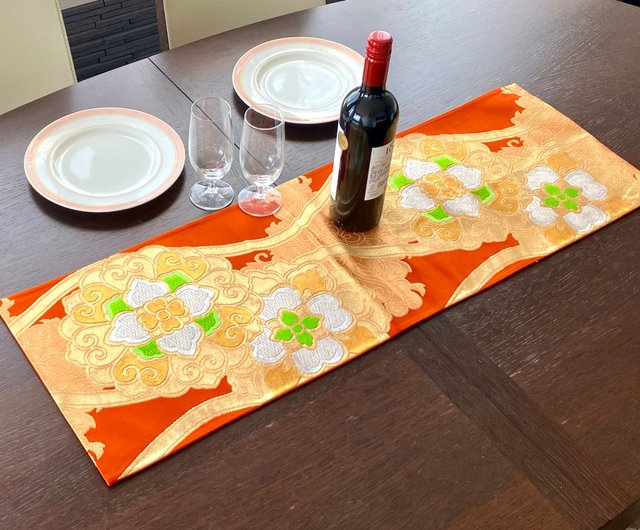 豪華 着物の帯のテーブルランナー 正絹100% Japanese style by C