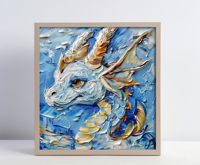 送料無料】タイ ドラゴン油絵伝説の動物オリジナル子供用アート