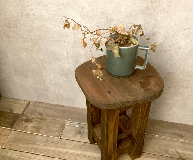 日本産杉無垢材 スツール ヴィンテージ 椅子 シャビー 北欧 観葉植物