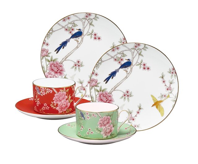 台湾 日本製 NARUMI クイーンズガーデン ボーンチャイナ ダブルティー