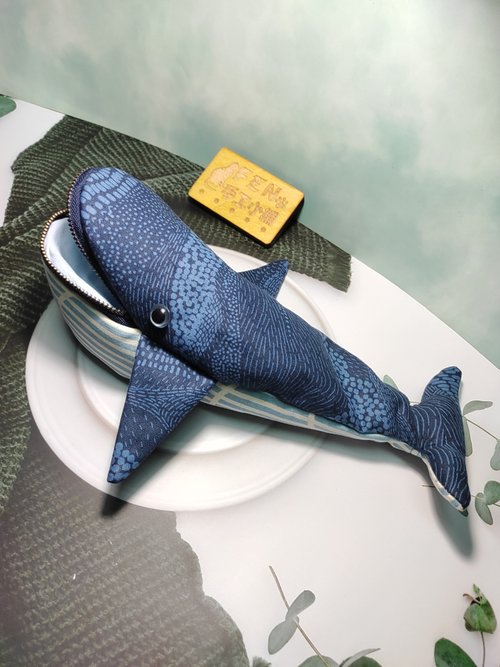 海の生き物ポーチシリーズ - 手作りマリンスタイル青色パターンクジラ