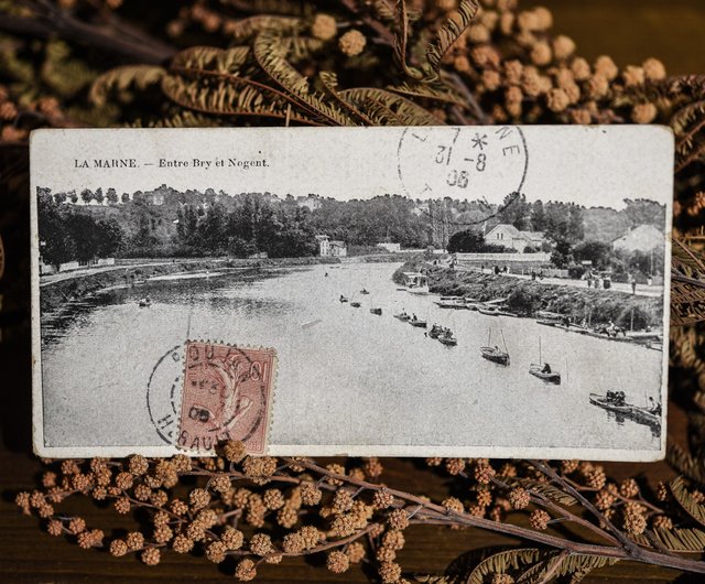 台湾 フランス 1906年消印・切手付きヴィンテージポストカード no25de