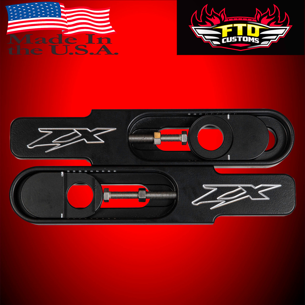 Kawasaki ZX6 Swingarm Extensions - Black Finish - Engraved