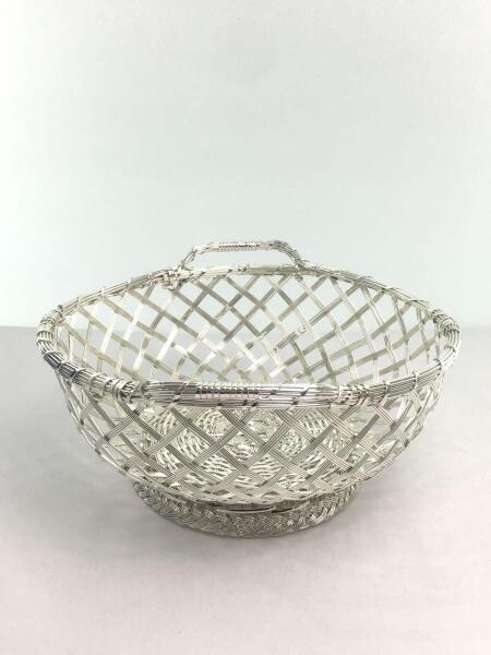 WAKO(ワコー) / 銀座和光 WAKO/銀仕上げ 手編みバスケット/元箱付