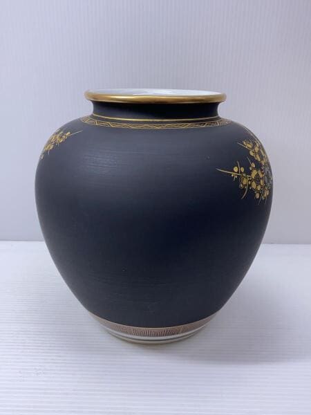 九谷焼(クタニヤキ) / 花瓶/黒/九谷陶光作 | 中古品の販売・通販なら