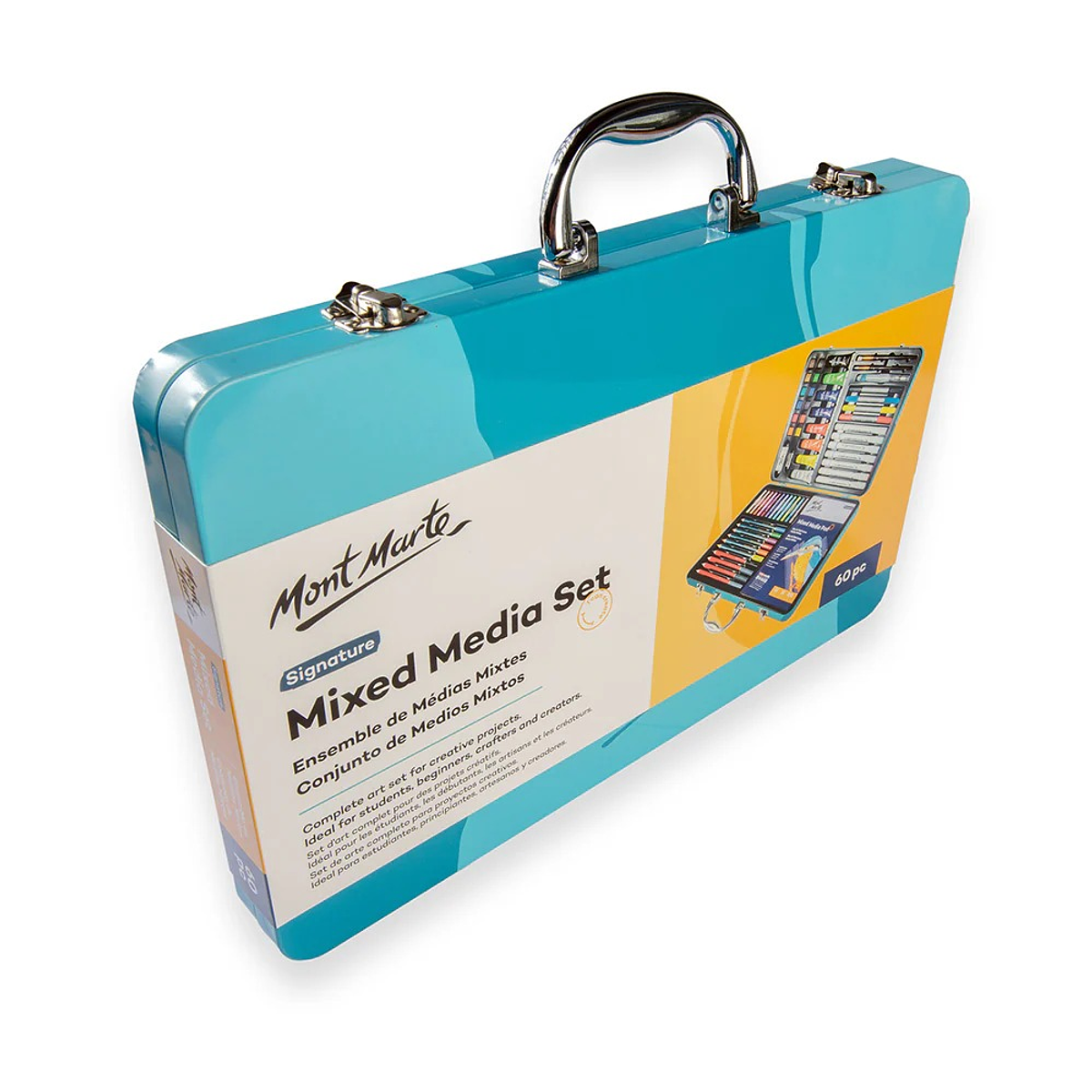 Set Arte 60 Piezas Lápices, Acuarelas, Pasteles Mont Marte