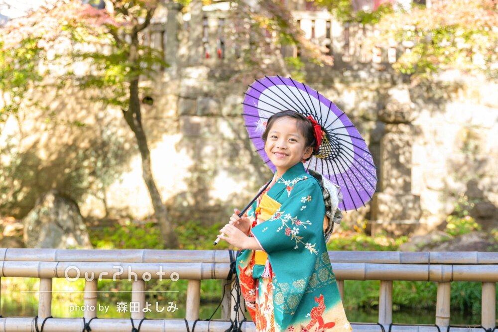 本当に綺麗」華やかな着物で7歳の七五三と10歳のハーフ成人式の撮影