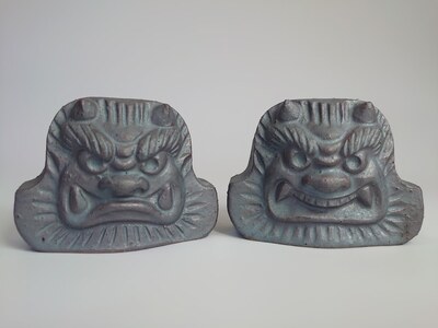 安田瓦】プチ鬼面「あ・うん」セット 長場鬼瓦工場 阿吽 Onigawara