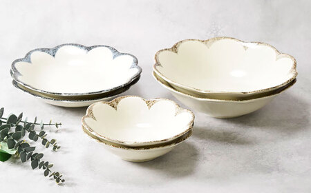 美濃焼】茉莉花 まつりか 花型 鉢・深皿 3種×各2点 6点セット 【カネ定