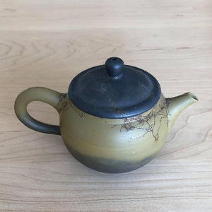 三代片山白山作 緑泥藻がけ茶銚（木） 陶器 常滑焼 やきもの お茶 茶器