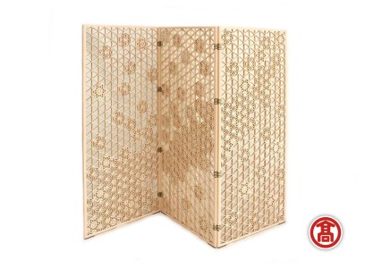 組子屏風 三曲半双 ［髙島屋選定品］【組子細工 伝統技法 伝統 屏風 組