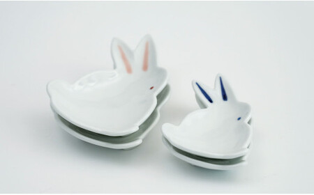 有田焼「うさぎ」手のひらサイズの銘々皿・小皿/4点セット 深海三龍堂