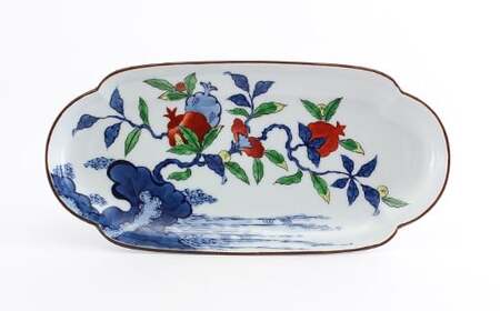 源右衛門窯 染錦柘榴絵 長皿 器 食器 盛皿 柘榴 有田焼 A95-48 | 佐賀