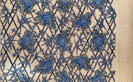 玉那覇紅型工房】六通帯地「牡丹に竹文様」【本場琉球紅型染】 | 沖縄