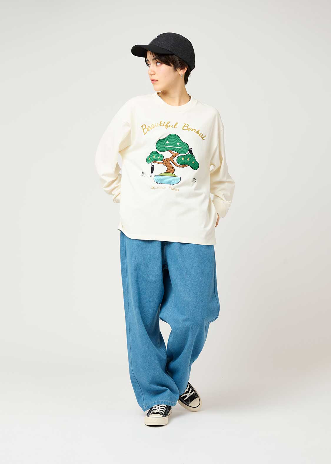 ビューティフルシャドーボンサイ｜ビッグシルエット長袖Tシャツ｜ユニ