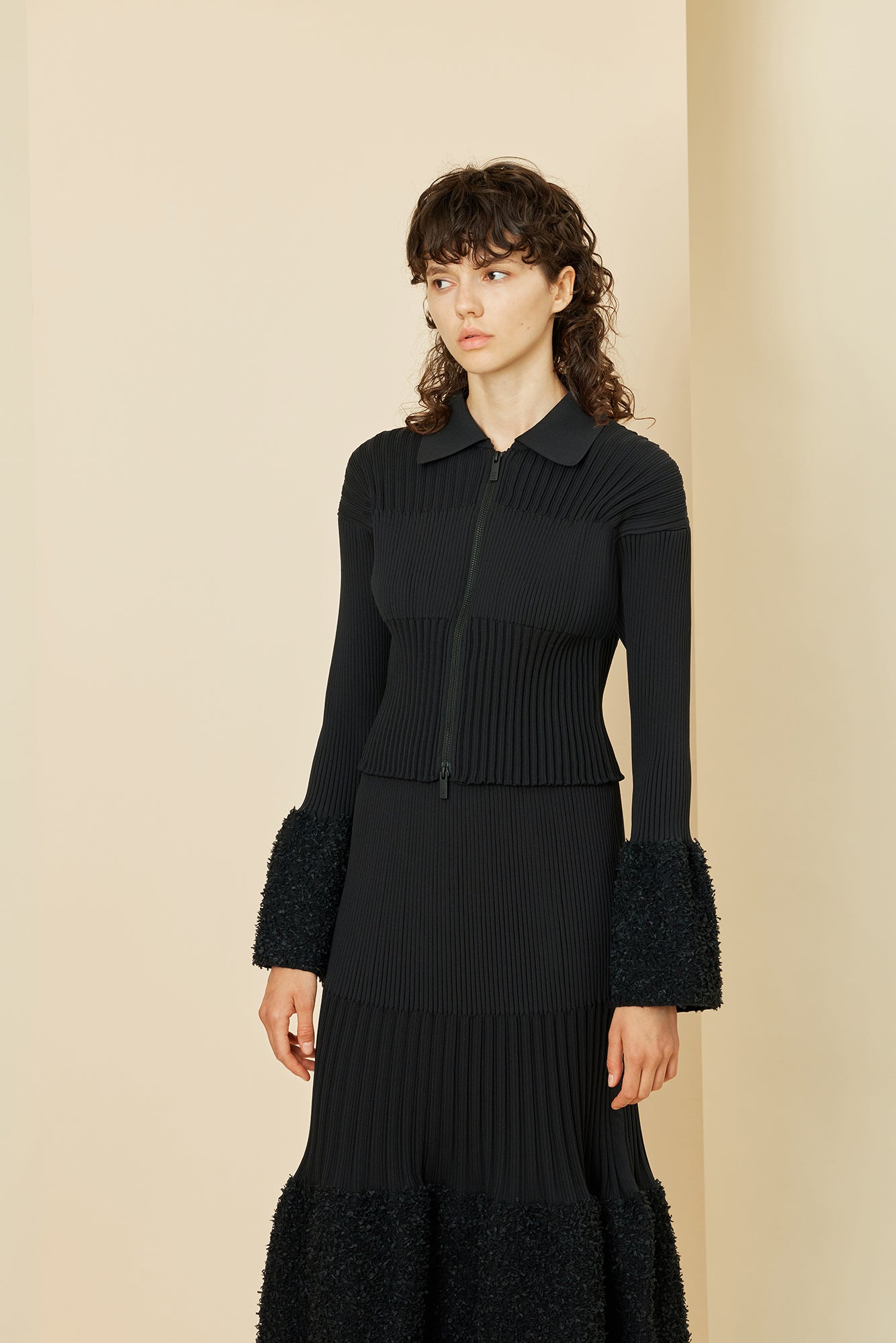 FLUTED REEF CROPPED ZIP SHIRT CARDIGAN