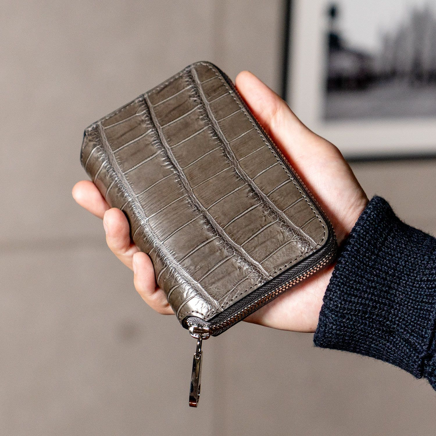 ナイルクロコダイルRFミドルウォレット（ラウンドファスナー深札入れ