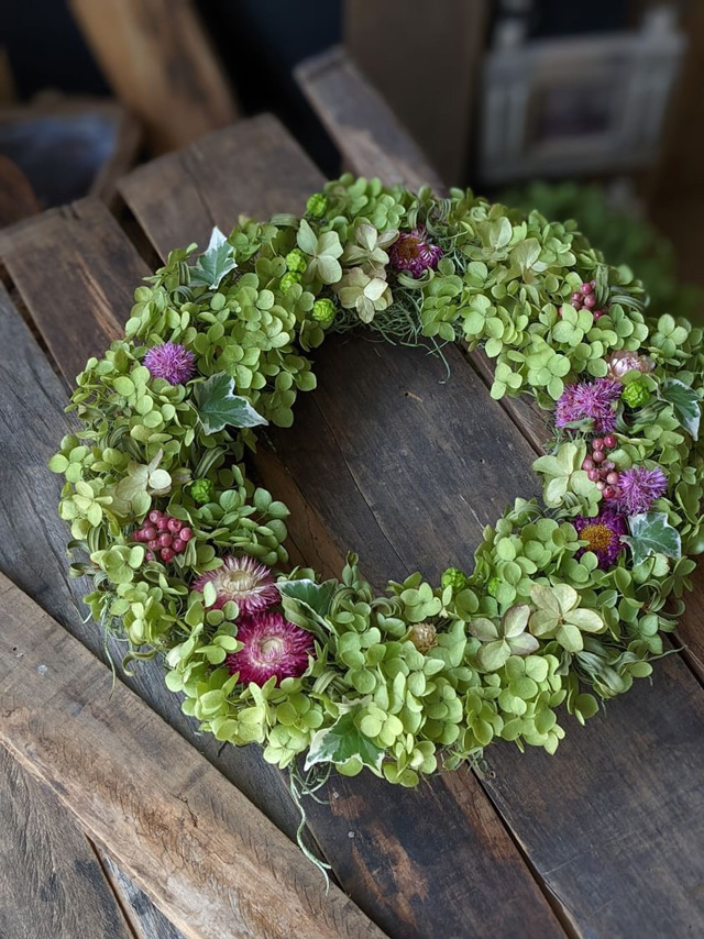 季節限定 紫陽花アナベルのリースを作る1dayレッスン 柴田裕子