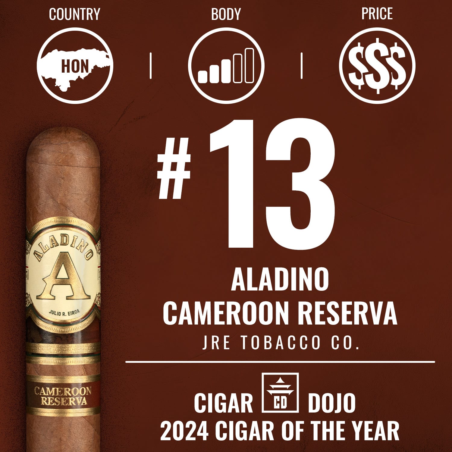 Aladino Cameroon Reserva - No. 13 Cigar of the Year 2024