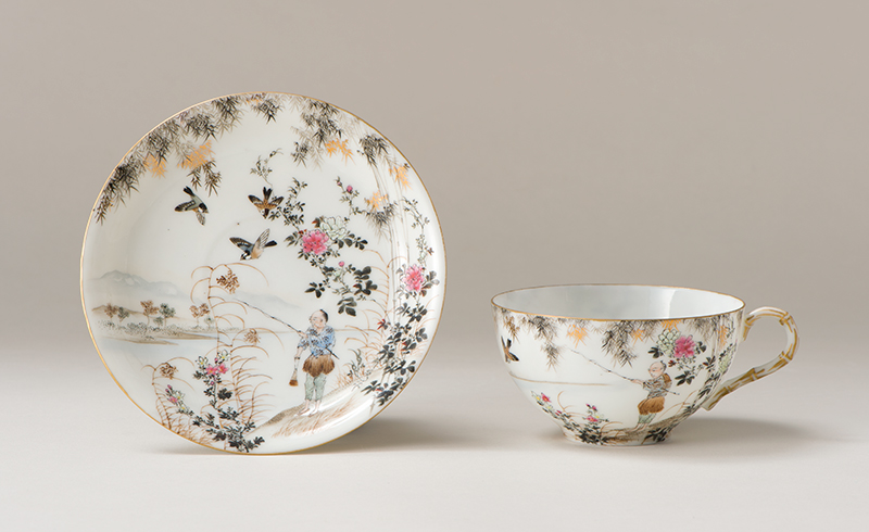 山水花鳥人物図カップ＆ソーサー | 神奈川県立歴史博物館