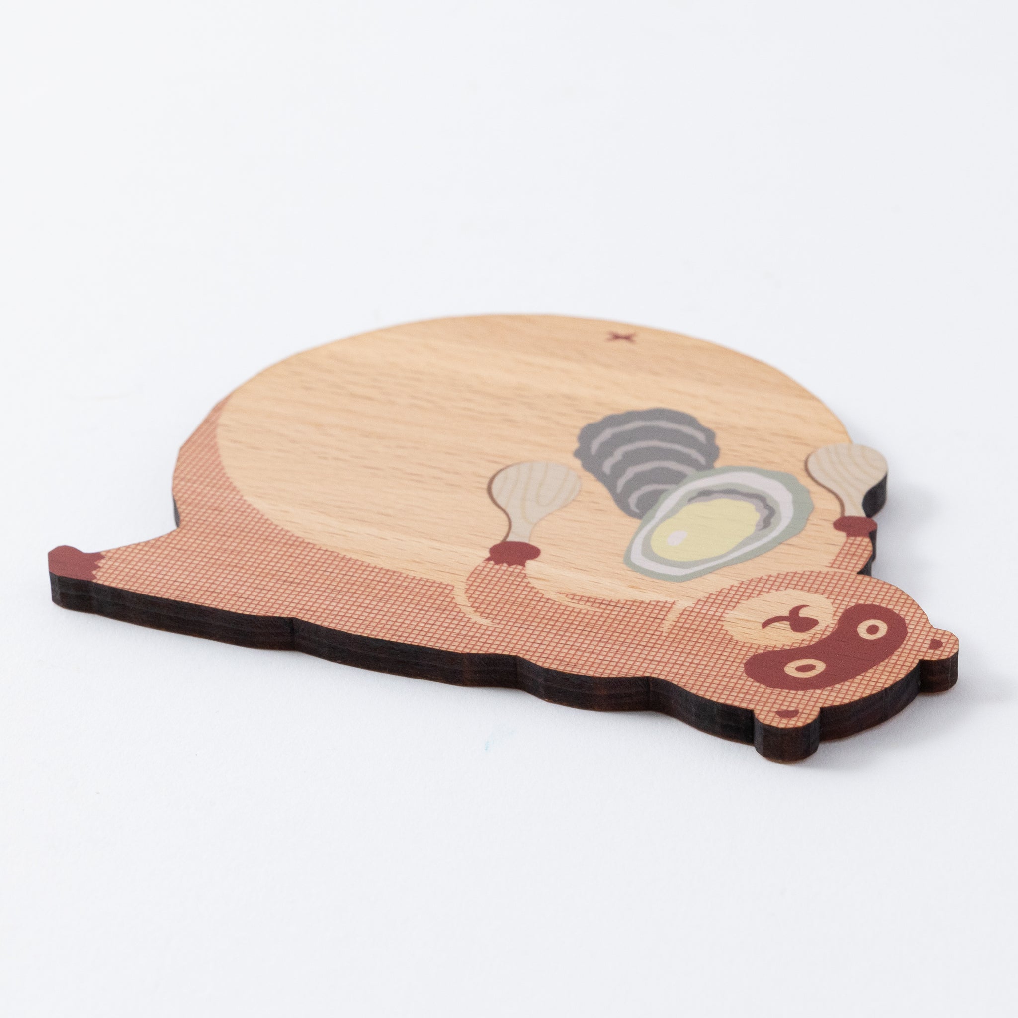 木製コースター・どうぶつモチーフ【ひろしまたぬき】｜Ten＆O Art+