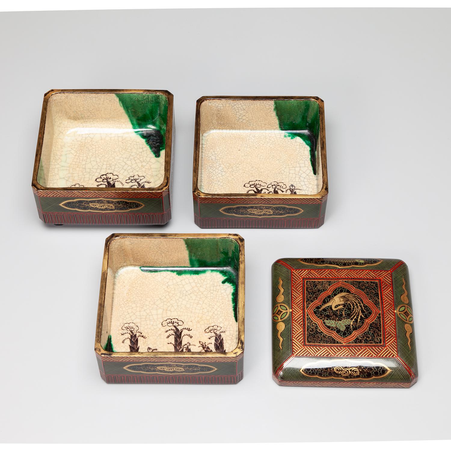 豊楽焼 木具写し 重箱 明治期旧蔵箱あり｜茶の美