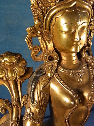 ホワイトターラ（鍍金銅製チベット仏像)白度母・多羅菩薩