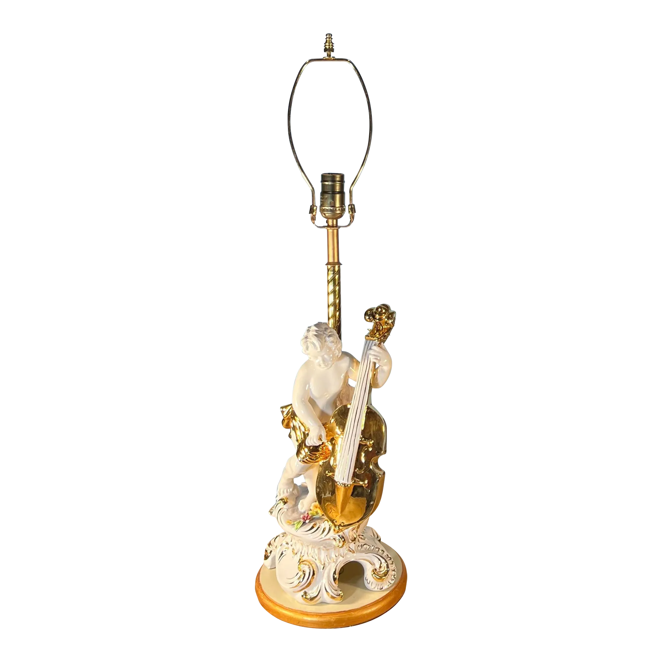 Vintage Capodimonte Porcelain Cherub With Violin Table Lamp | Chairish