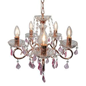 5灯シャンデリア LED対応 「アンリ」クリスタルが美しいデザイン