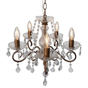 5灯シャンデリア LED対応 「アンリ」クリスタルが美しいデザイン