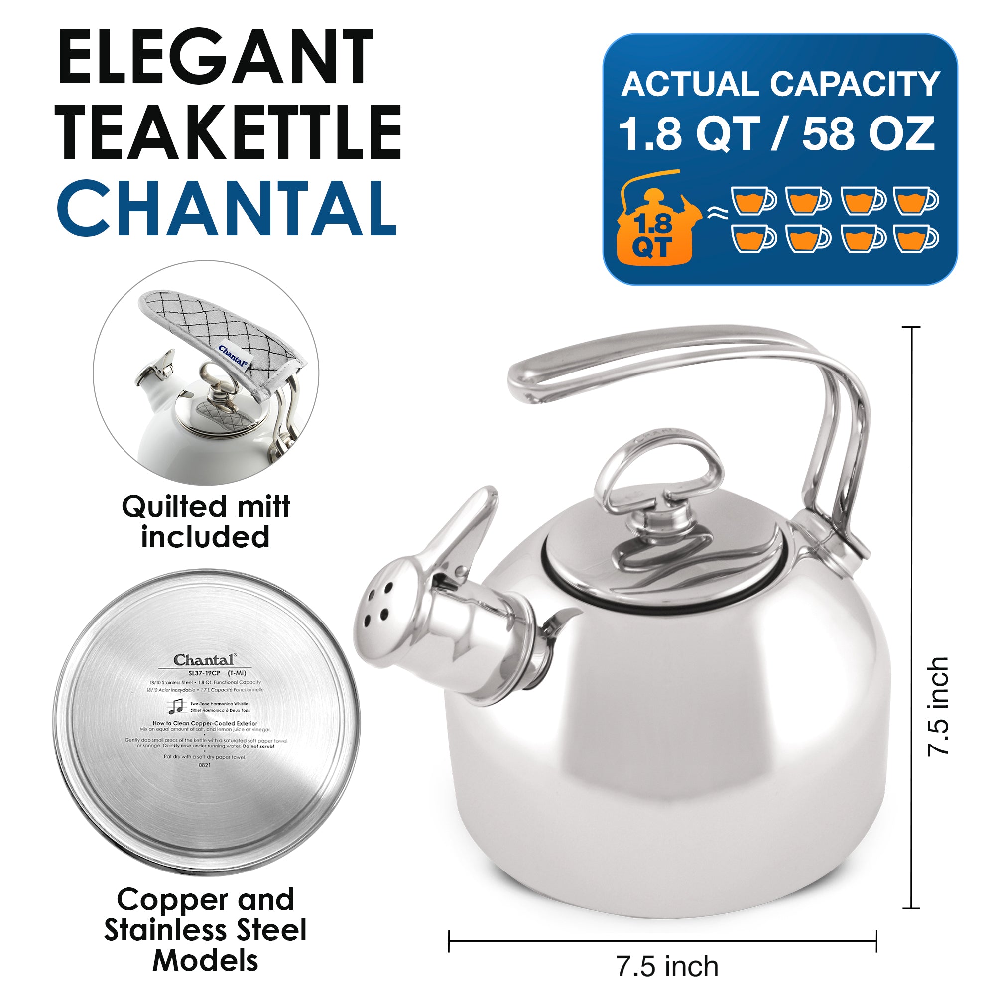 Stainless Steel Classic Teakettle (1.8 Qt.) – Chantal