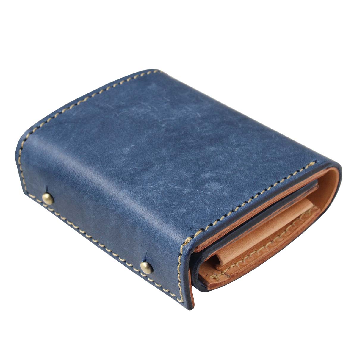 本革 BOX型ウォレット コンパクトウォレット 2つ折り財布 イタリアン