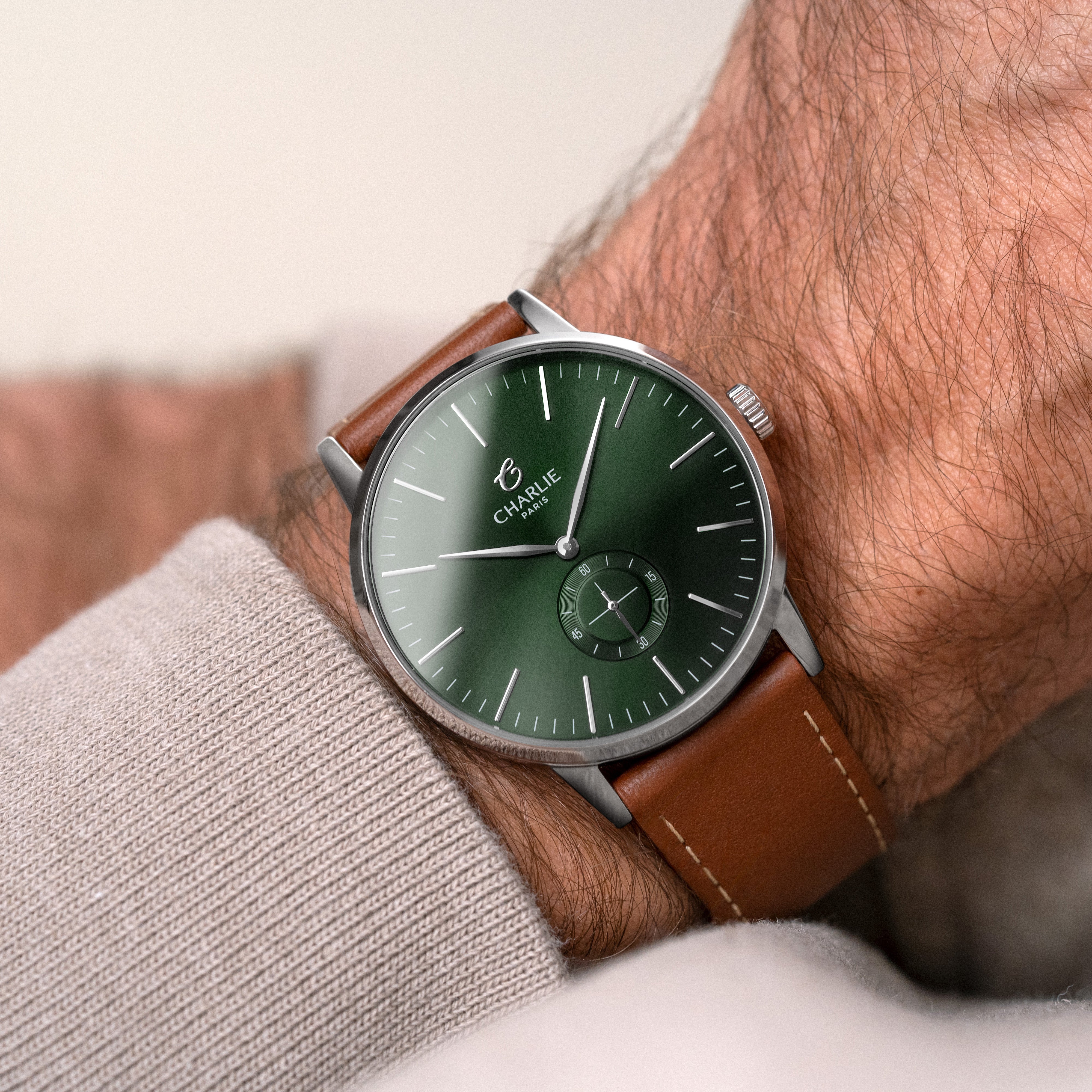 HORIZON - Men's fine green quartz watch - 39 mm steel - Modern and