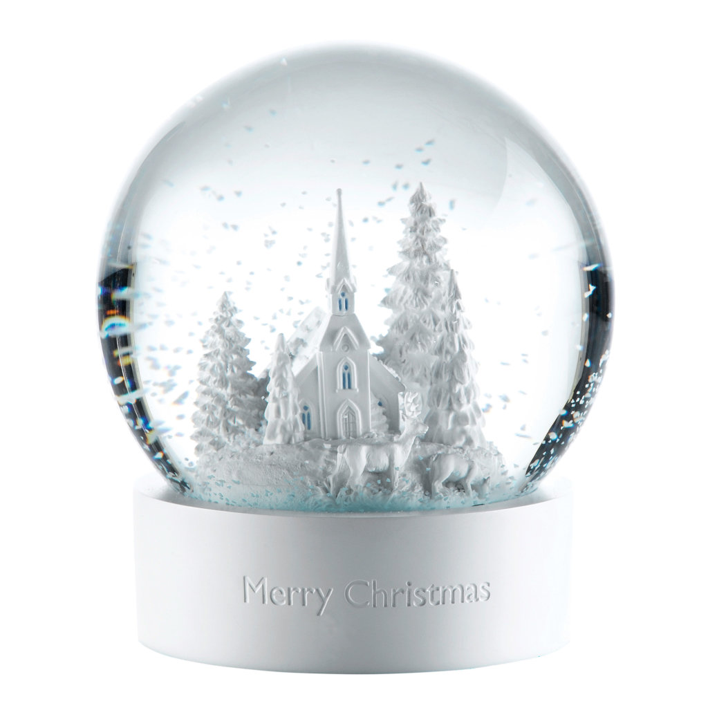 ウェッジウッドのクリスマス限定スノードーム、もみの木や白亜の教会を