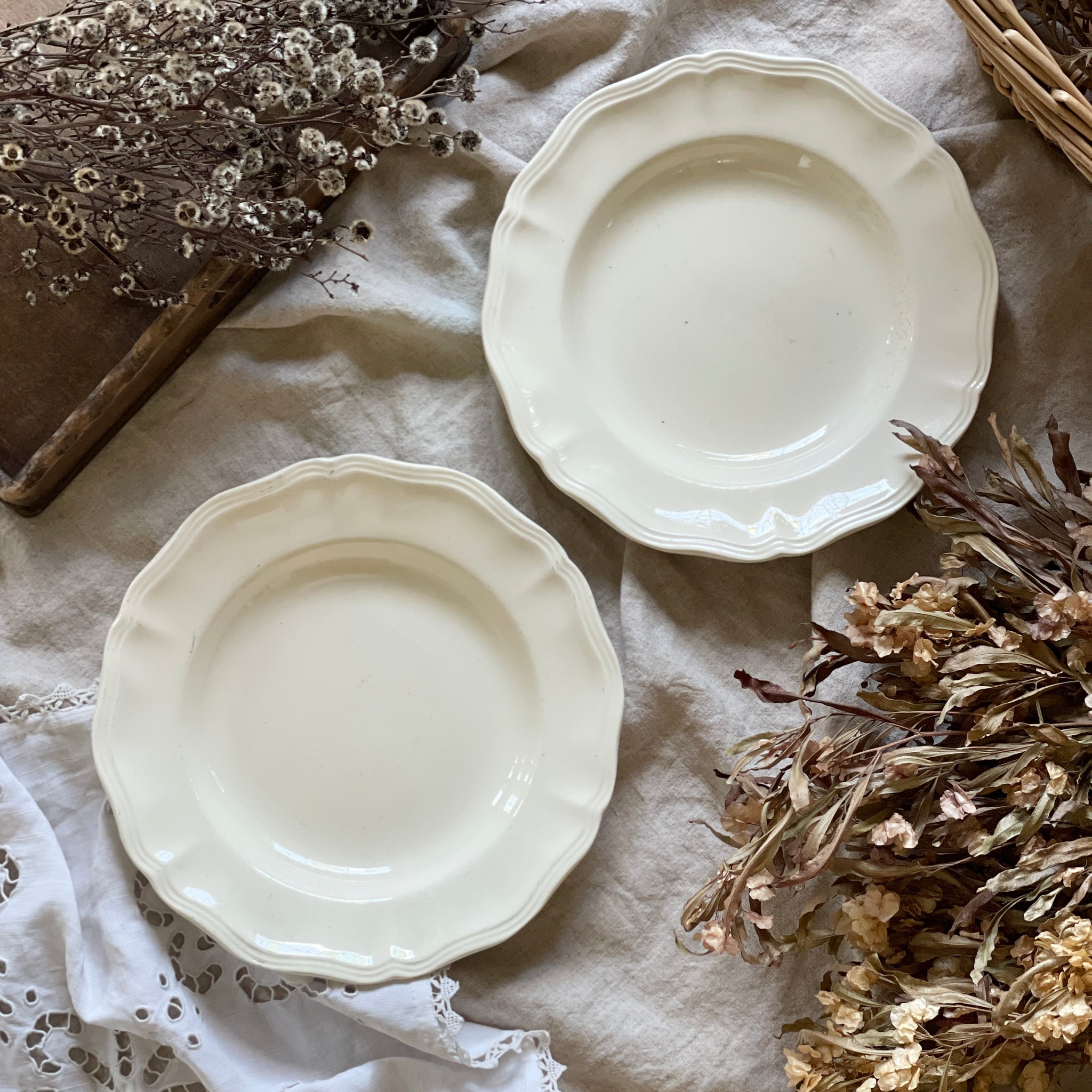 アンティーク サルグミンヌ 花柄φ24.3㌢ディープ大皿 美しい深皿3枚